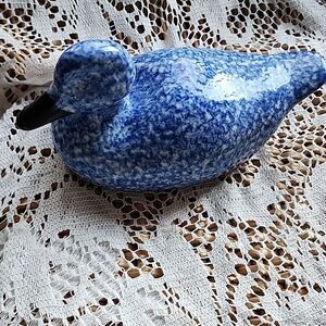 Vtg Farmhouse Core Spongewear Blue & White Duck Black Beak